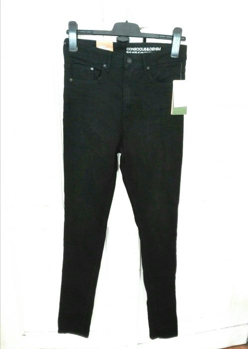 H&M nowe czarne spodnie rurki z wysokim stanem wyszczuplające M L