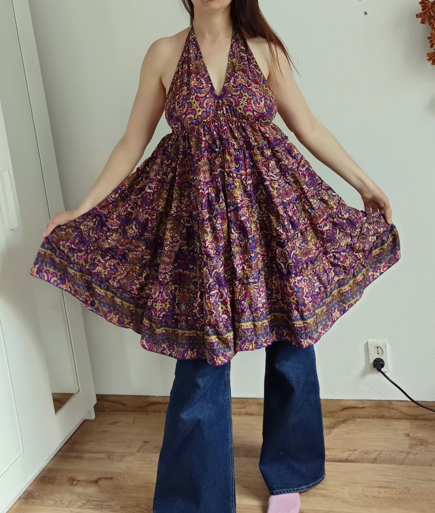 Piękna jedwabna tunika sukienka, made on India, one size