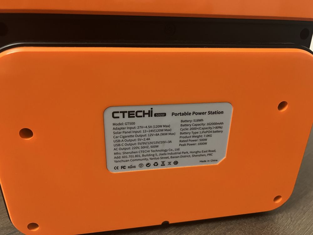 Зарядная станция CTECHi GT500 Portable Power Station 500W 518Wh