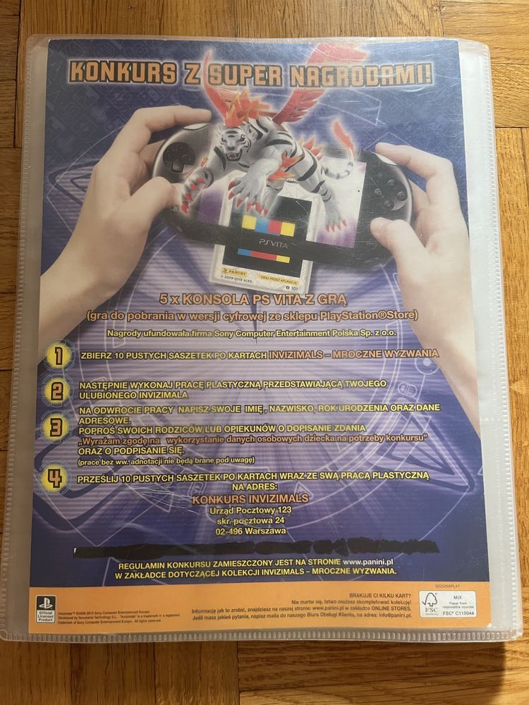 Karty kolekcjonerskie Invizimals + Klaser