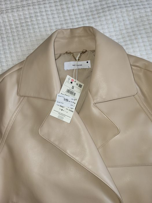 Kurtka Reserved beżowa oversize ekoskóra