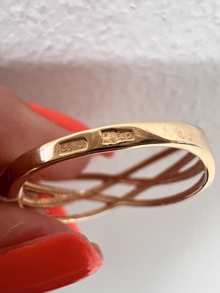 Золотое кольцо размер 17,5 белое и красное золото 585 проба