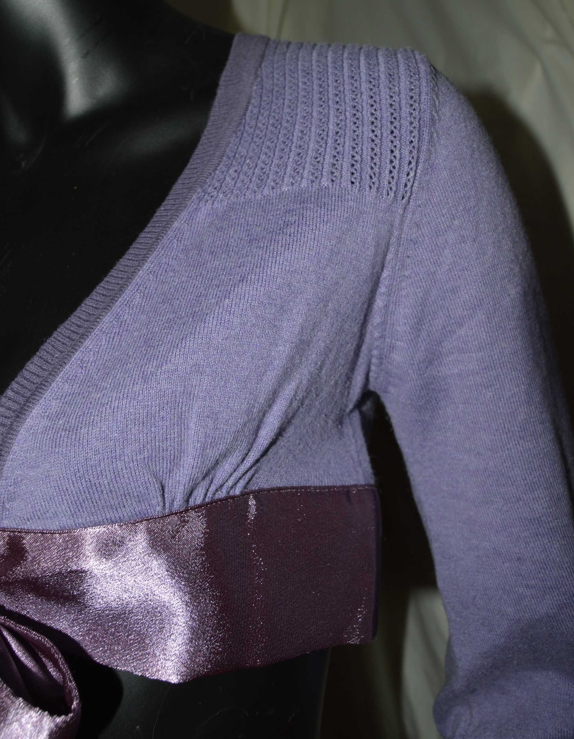 liliowy crop top wiązany xs lawendowy fioletowy lila satyna kokarda