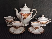 Porcelana Śląska Wałbrzych Serwis Tet-ta-Tet Złoty Liść Fryderyka Mikk