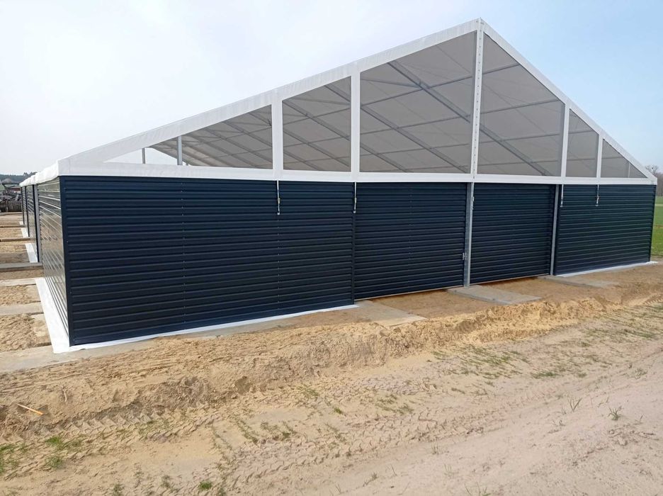 hala namiotowa 25x40x4m ujeżdżalnia dla koni boki z blachy trapezowej