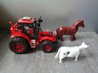 Zestaw zabawek traktor krowa koń