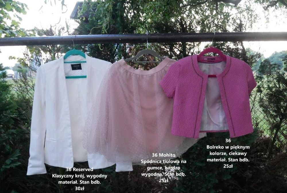 Żakiet, bolerko, spódnica tiulowa 36, S