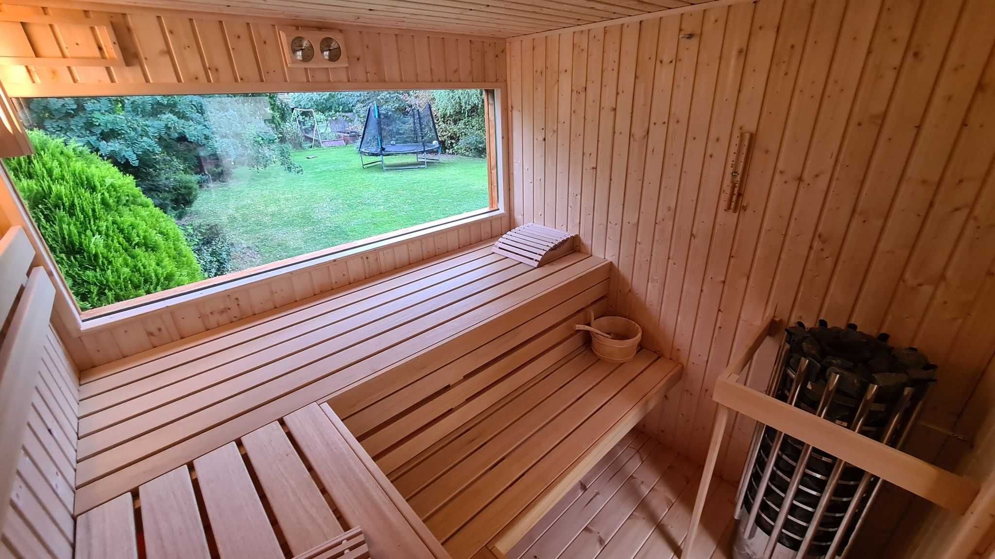 Sauna fińska, sucha, zewnętrzna, ogrodowa, SPA, beczka, model LOKI