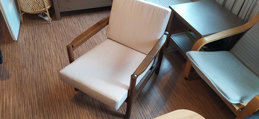 Stary fotel stobrawa PRL + nowe poduszki