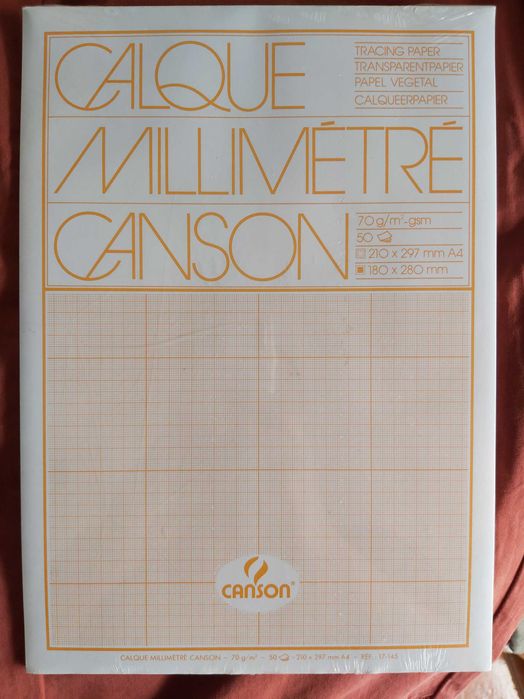 Bloco de 50 folhas de Papel Vegetal Milimétrico da Canson (NOVO)