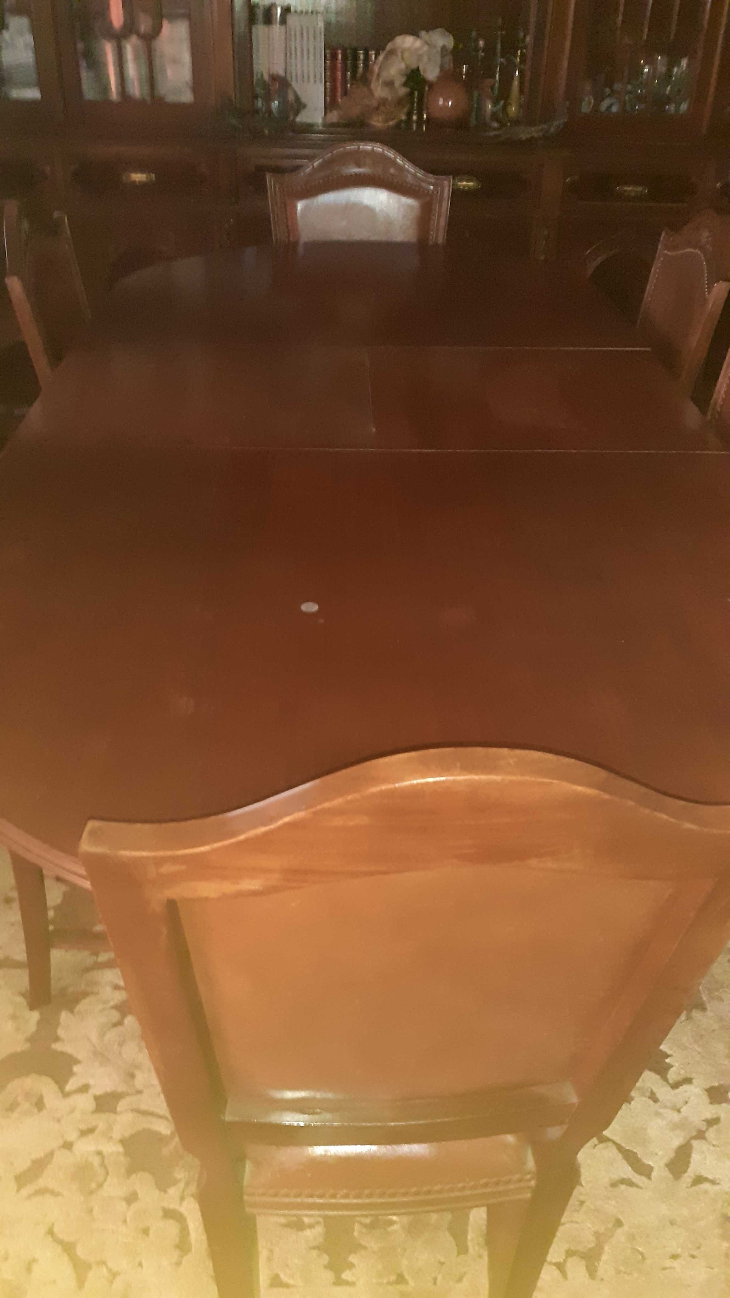 Movel de casa de jantar estilo clássico e mesa com 6 cadeiras