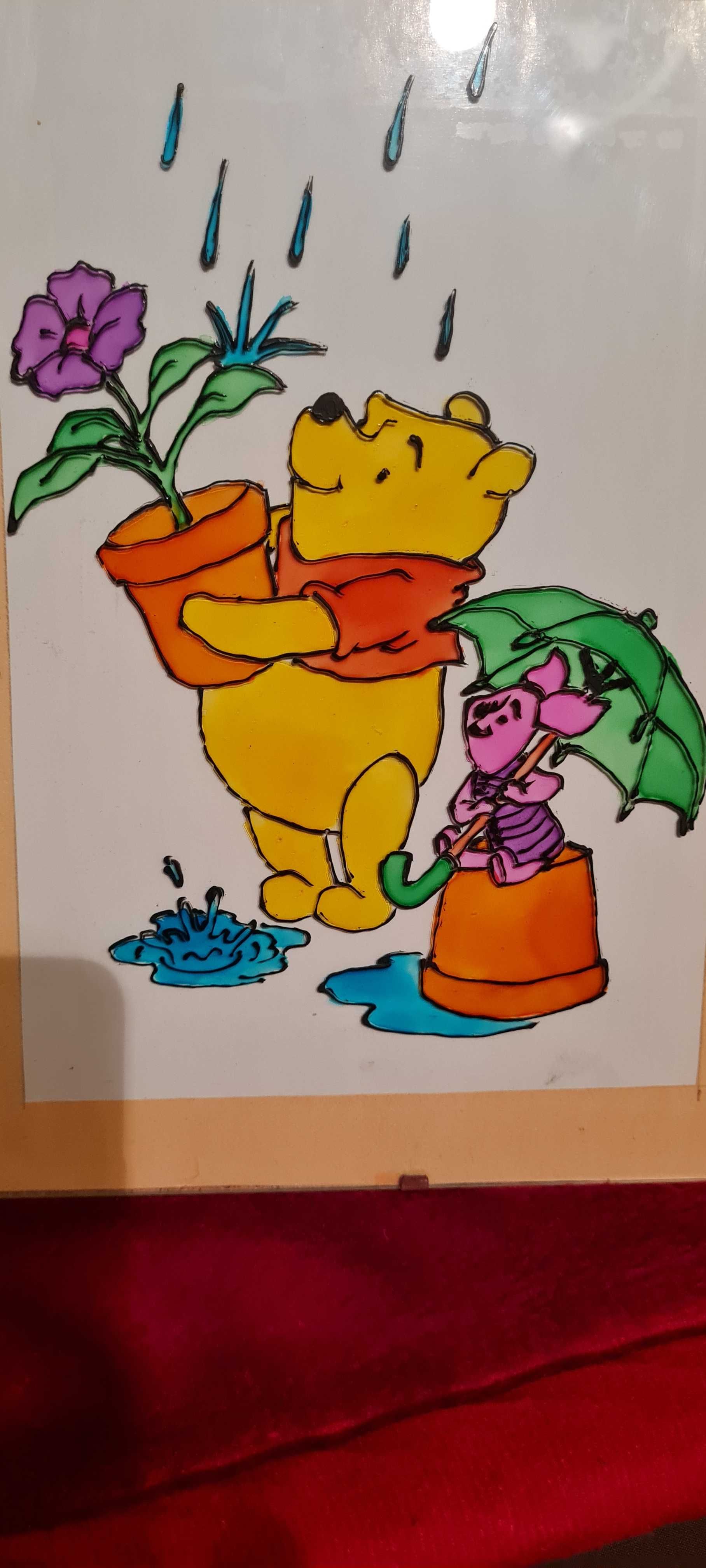 Antyrama malowane na szkle sceny z kubusia puchatka