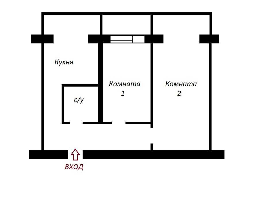 2х комнатная квартира в районе Набережной