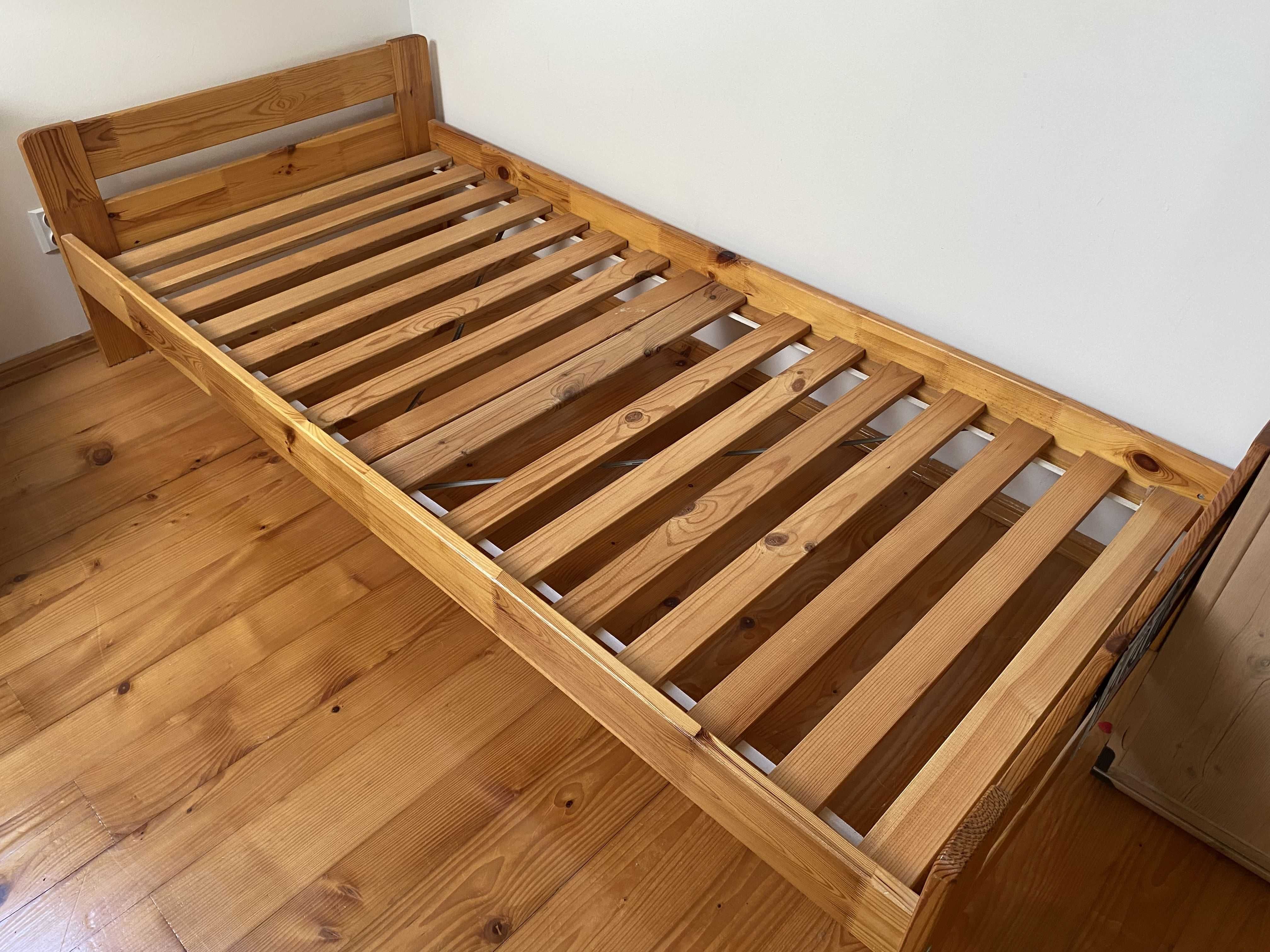 Łóżko Drewniane Pojedyncze 90x200 z Materacem