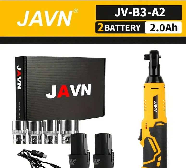 Аккумуляторная трещетка, Гайковерт , 1 Комплект JAVN 12 вольт. 2Акб !