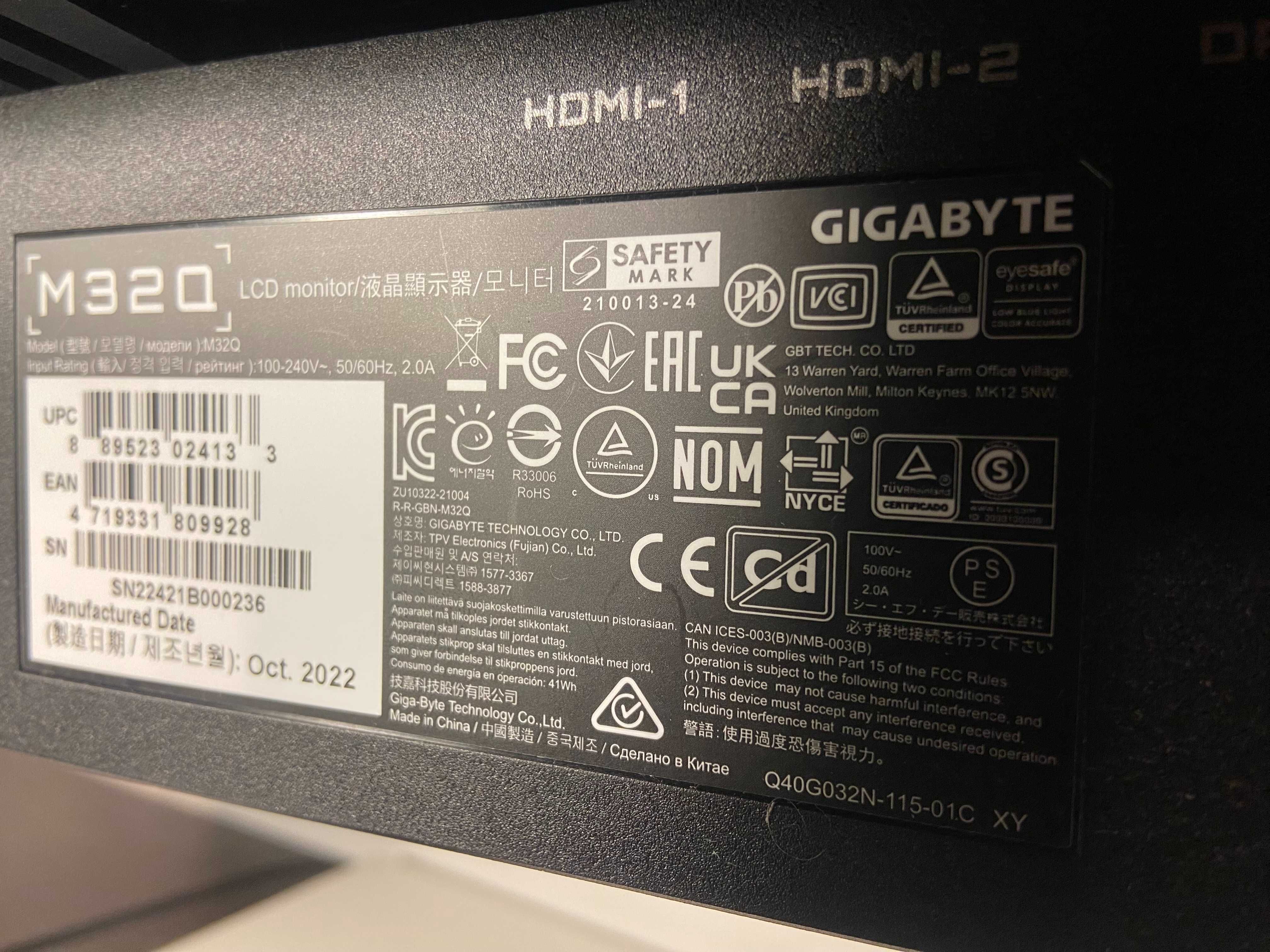 Monitor Gigabyte M32Q 32" IPS QHD 165Hz