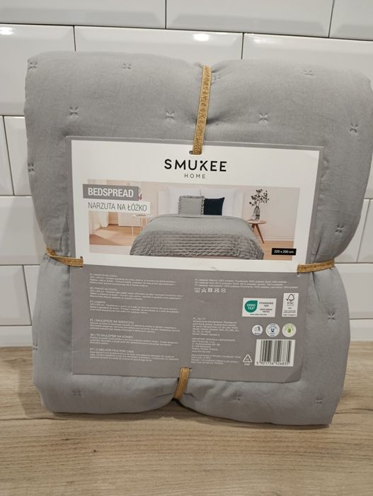 Narzuta na łóżko nowa szara smukee 220x200 pikowana