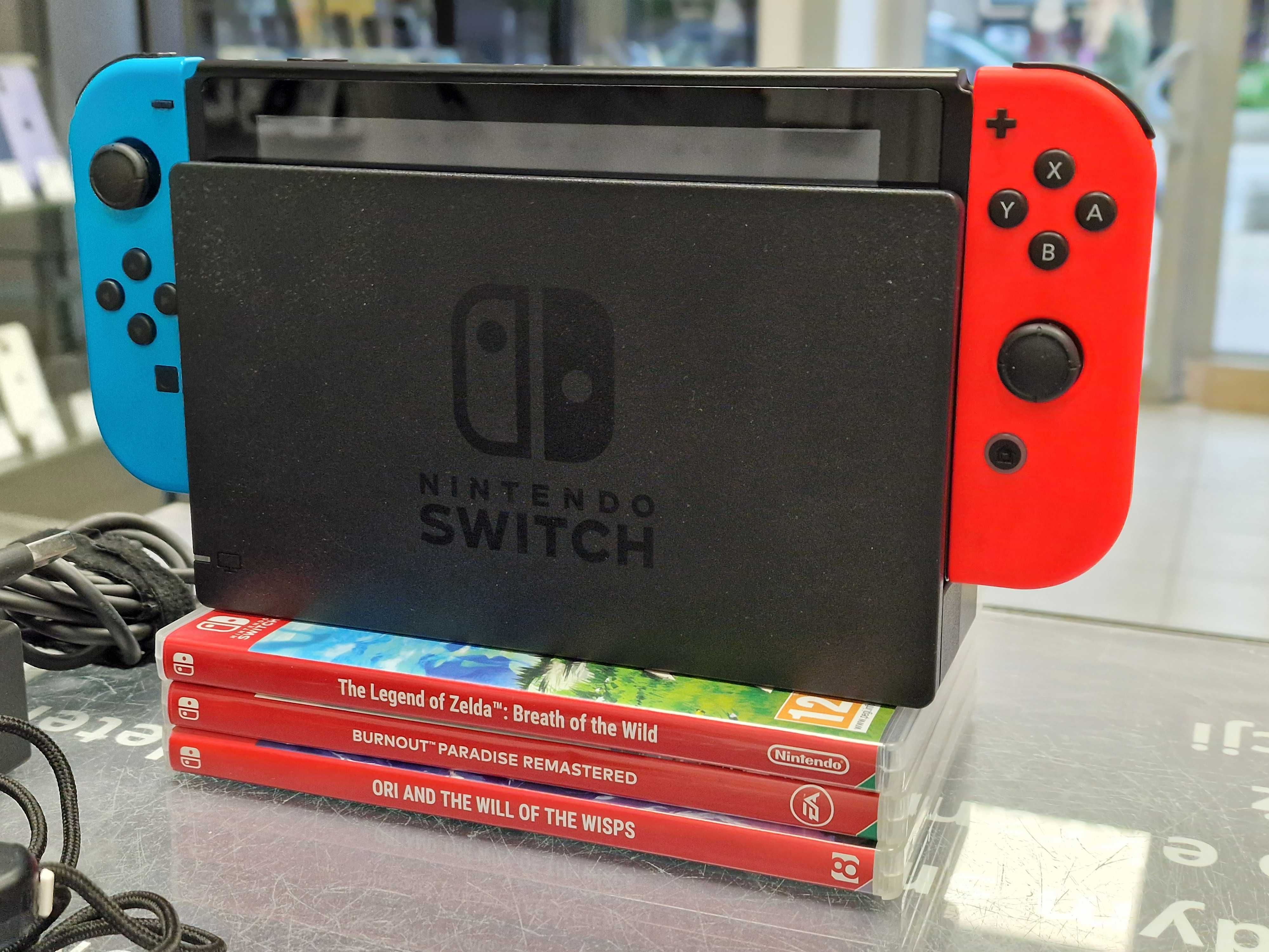 Nintendo Switch V2 32GB Red Blue Joy-con/ Grade B/ 3 gry/ GW 6msc