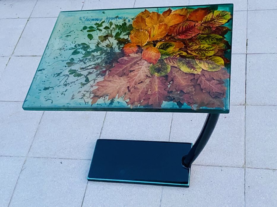 Stół z żywicy epoksydowej, ergonomiczny "Jesienne wariacje"