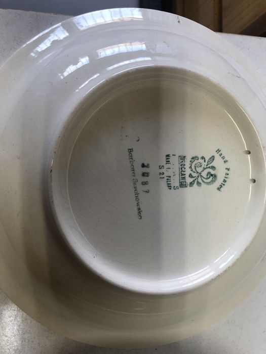 Dwa głębokie talerze ozdobne fajans Włocławski