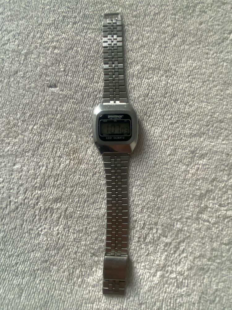 Prestinox Time Computer LCD Quartz Led zegarek elektroniczny prl