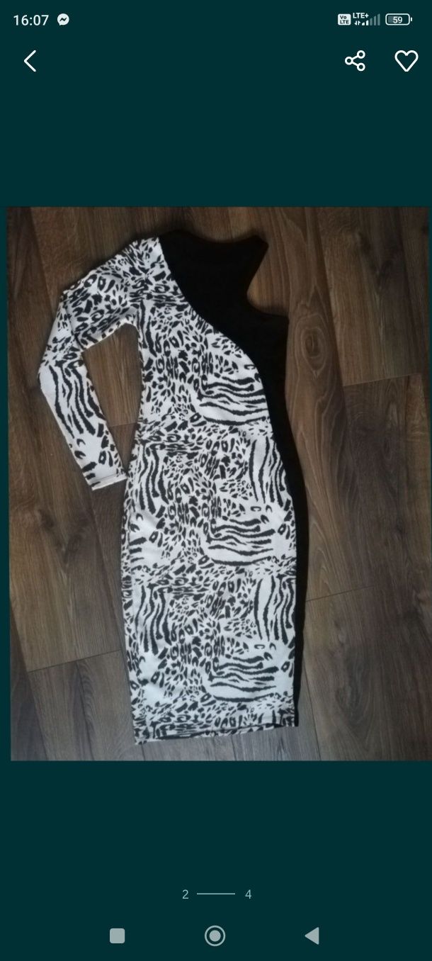 Sukienka jedno ramię zebra