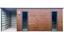 Schowek - Domek Ogrodowy 4,5x2,5m + Wiata 1,5m 2x Okno antracyt ID802