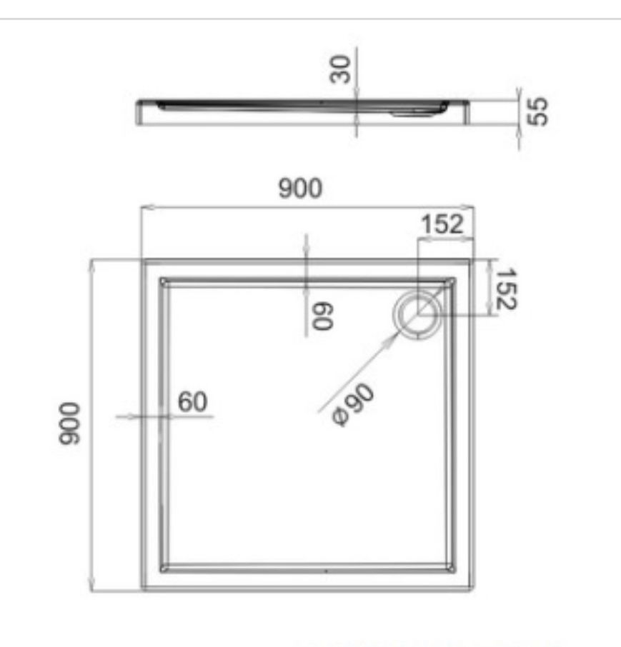 Schedpol brodzik caspar 90x90x5,5 nowy biały