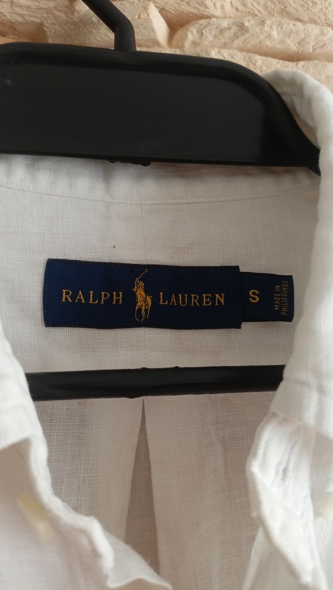 Lniana Biała Koszula Ralph Lauren Old Money Aesthetic Rozmiar M