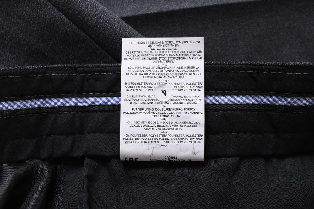 EUREX BY BRAX szare flanelowe spodnie męskie w kant wełna strecz r. 54