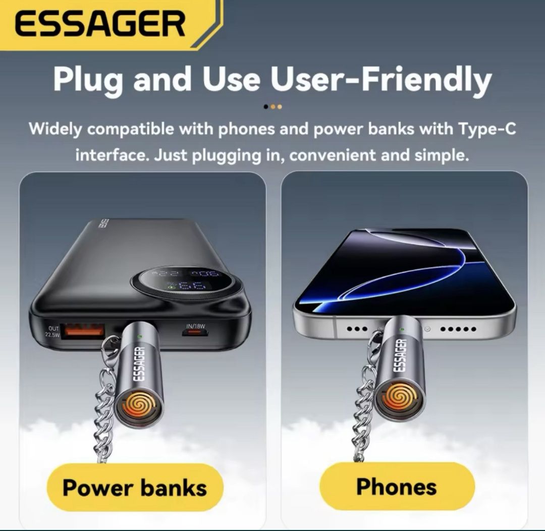 Мініатюрна запальничка, прикурювач для сигарет Type C power bank