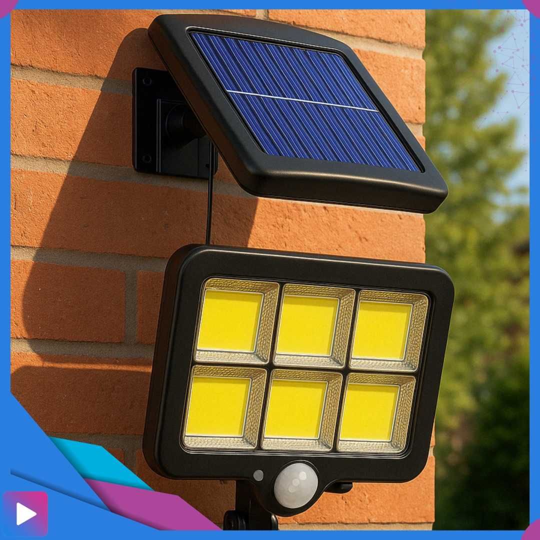 Lampa Solarna z Czujnikiem Ruchu 120 LED Oddzielny Panel z Kablem