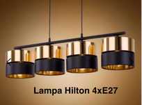 Lampa żyrandol Hilton 4xE27 z żarówkami czarno-złota