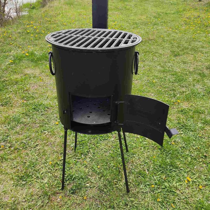 Пічка для казана 6л-8л, 10,12л, 15л Піч 3мм з  кільцем та димарем