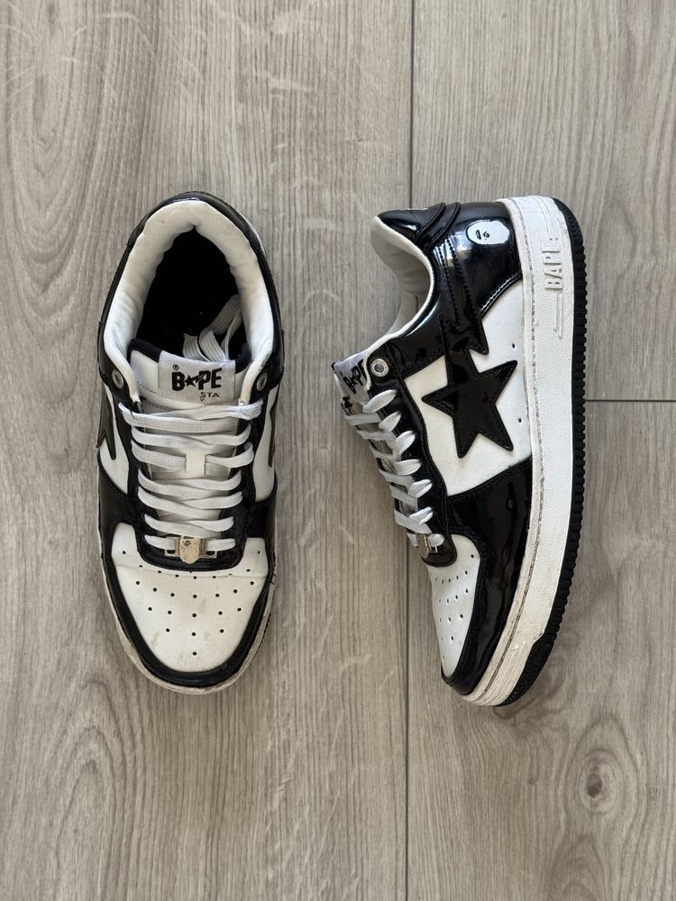 Bapesta Patent Leather Black White