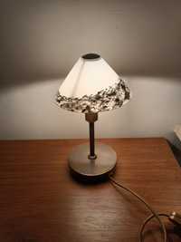 Piękna włoska lampa lampka nocna stołowa mosiężna z kloszem