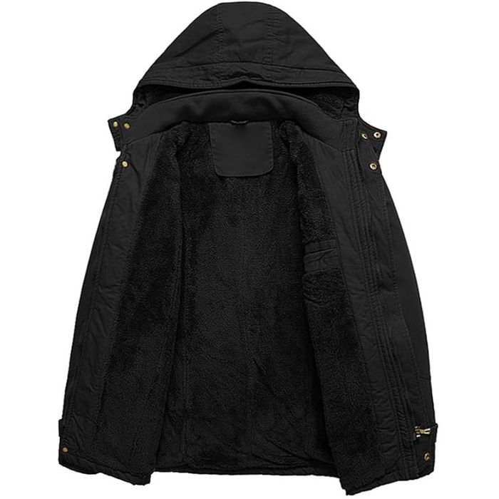 Męska czarna parka ocieplana z kapturem 3XL