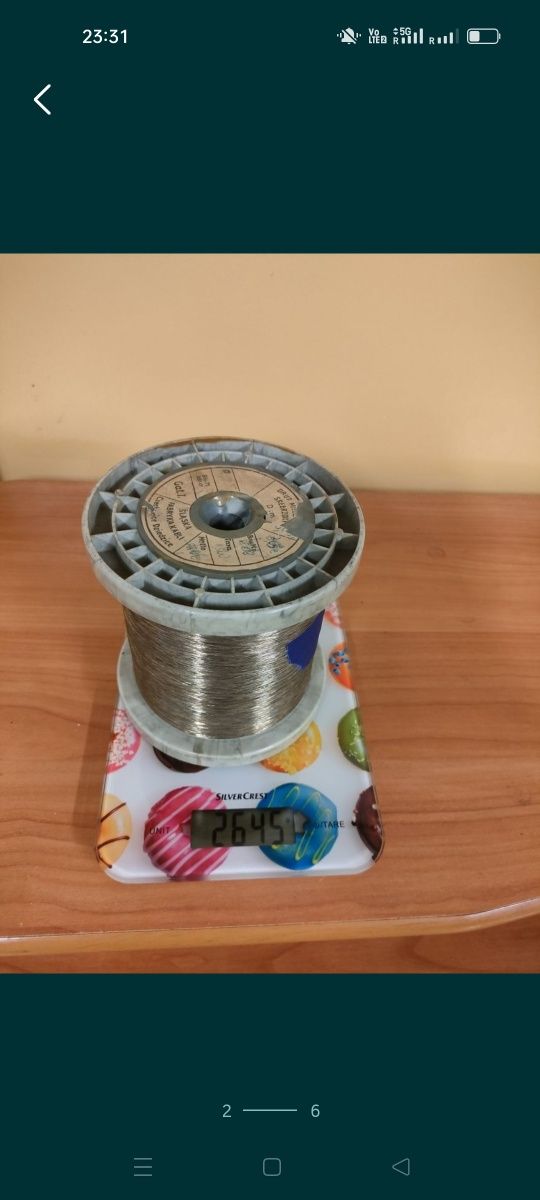 Drut miedziany srebrzony 0,19 mm szpula 2,5 kg fabryka Śląska