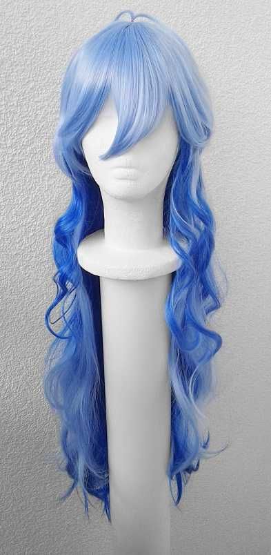 Ganyu Genshin Impact błękitna gradient cosplay wig niebieska peruka