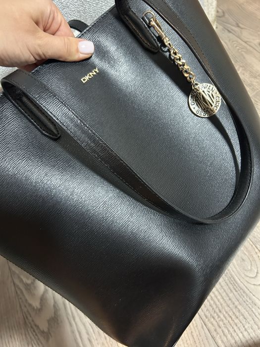 Шкіряна чорна сумка DKNY оригінал, кожанная сумка