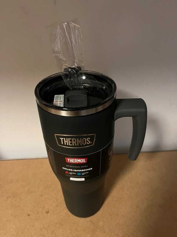 Thermos kubek termiczny ze słomką, duży