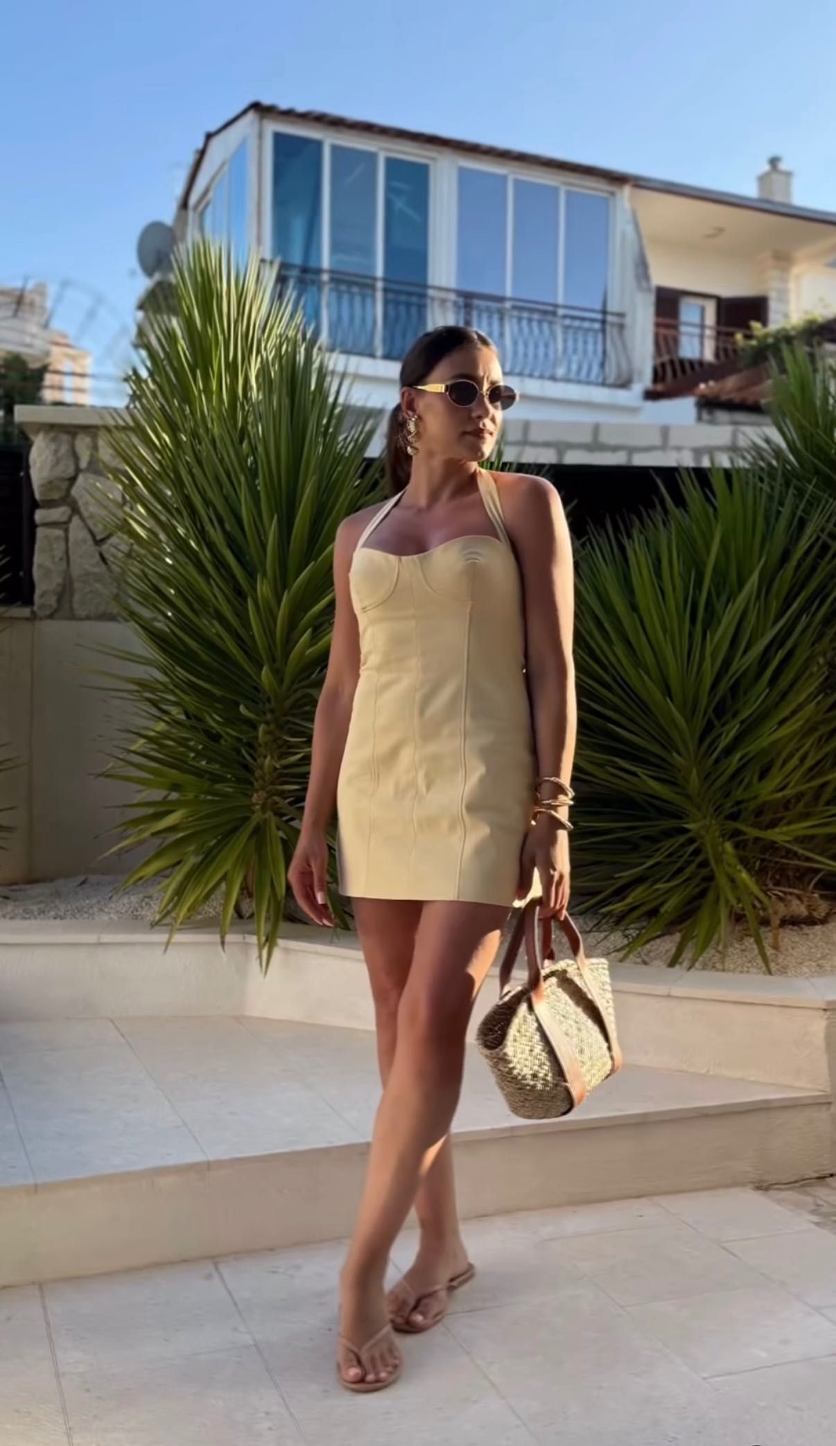 Zara sukienka mini ze spodenkami butter yellow  masełkowa M