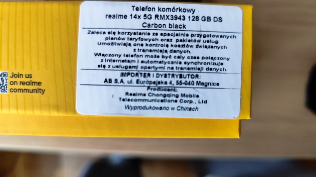 Realme 14x 5g nowy + szybka ładowarka