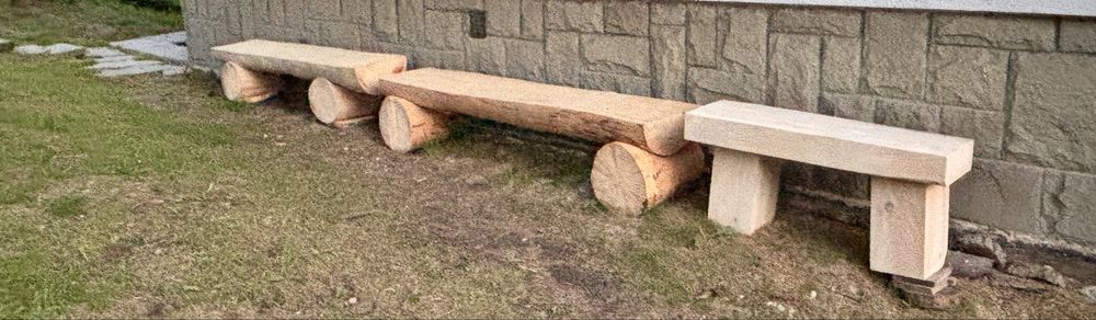 Ławka drewniana, ogniskowa, ogrodowa z bali bez oparcia 210cm