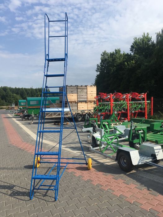 Drabina sadownicza na kołach sanki sadownicze