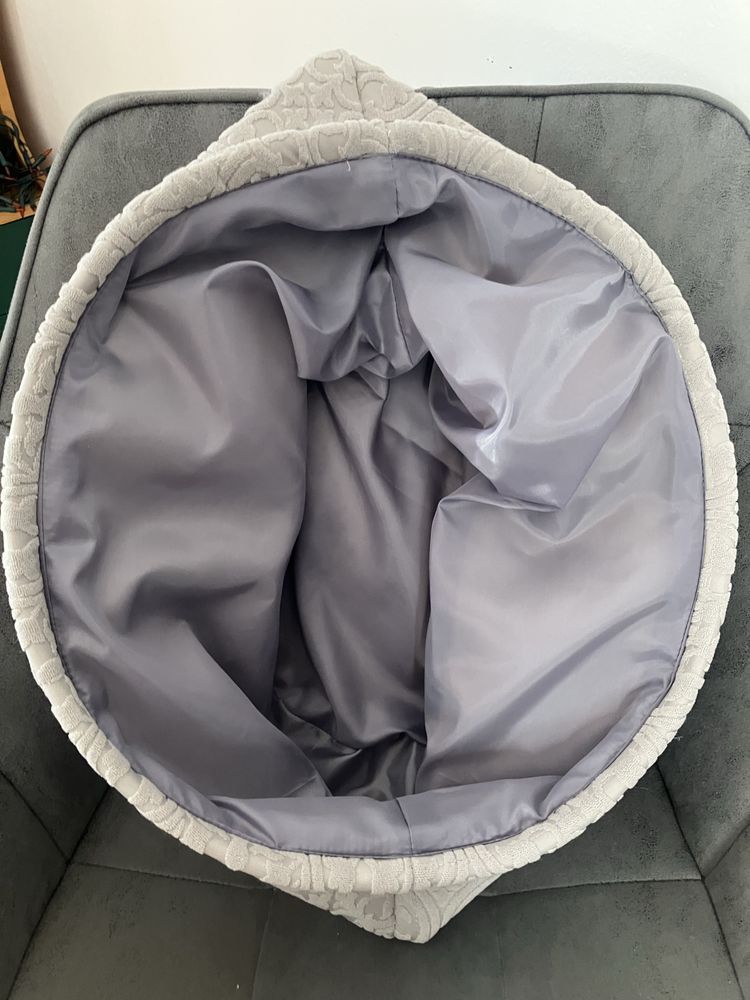 Duzy okragly pojemnik, kosz bawelniany welurowy szary wys.31 cm