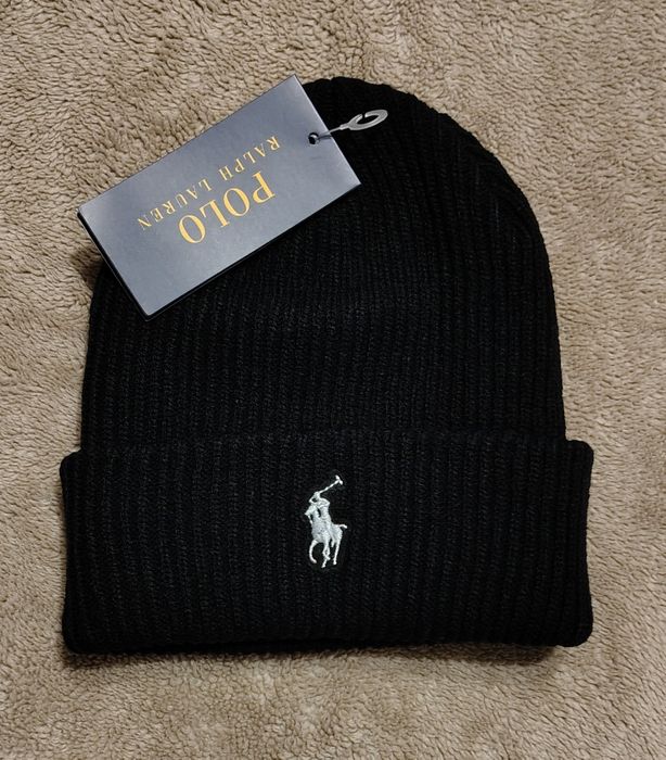 Czarna czapka zimowa Ralph Lauren