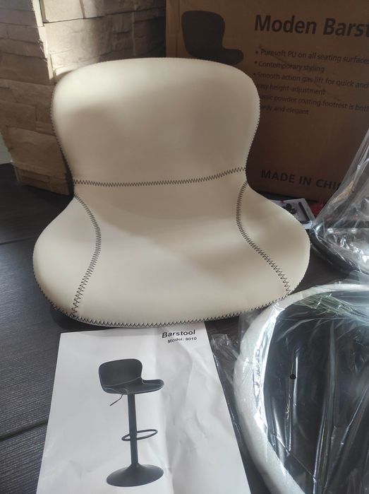 Stołek z półoparciem regulacja wysokości60-80cm, podnóżek,max 135kg