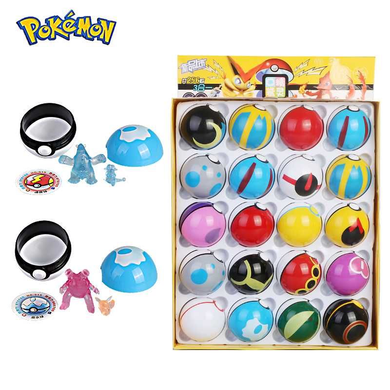 Zestaw Box 20 pokeballe pokeballi + figurki Pokemon