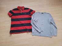 Zestaw ubrań męski sweter szary zara i koszulka polo timberland